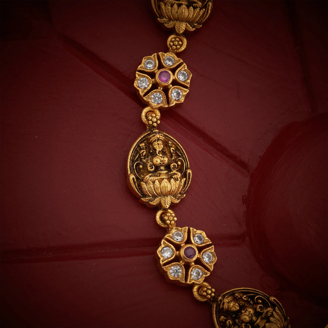 Pure 92.5 Silver, Gold Plated Srivalli Necklace