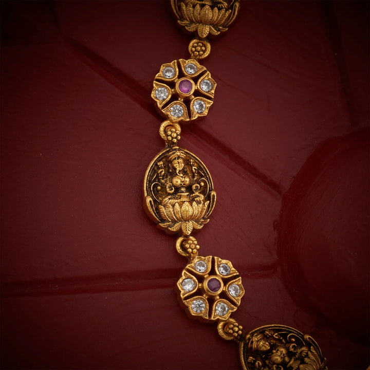 Pure 92.5 Silver, Gold Plated Srivalli Necklace