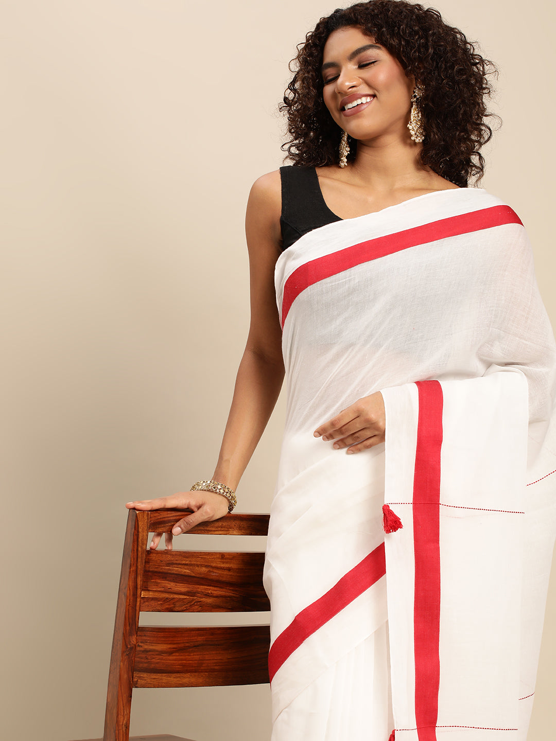 Handloom Solid Cotton Saree with Blouse Piece | SHOBITAM