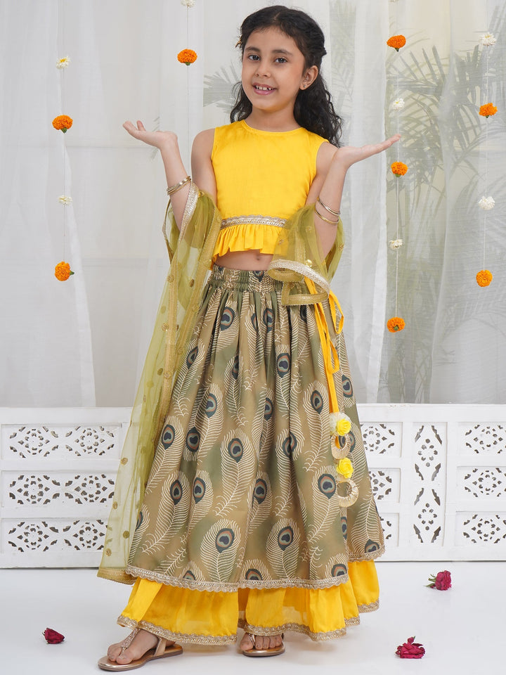 Girls Mor Pankh Lehenga Set | SHOBITAM