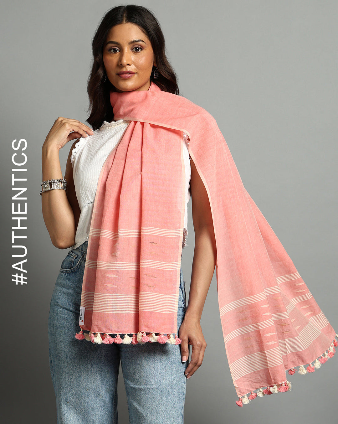 Handloom Jamdani Cotton Stole | SHOBITAM