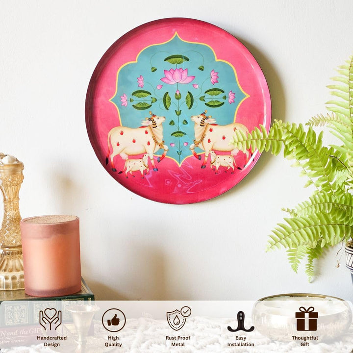 Pichwai Single Wall Plate with wooden Stand