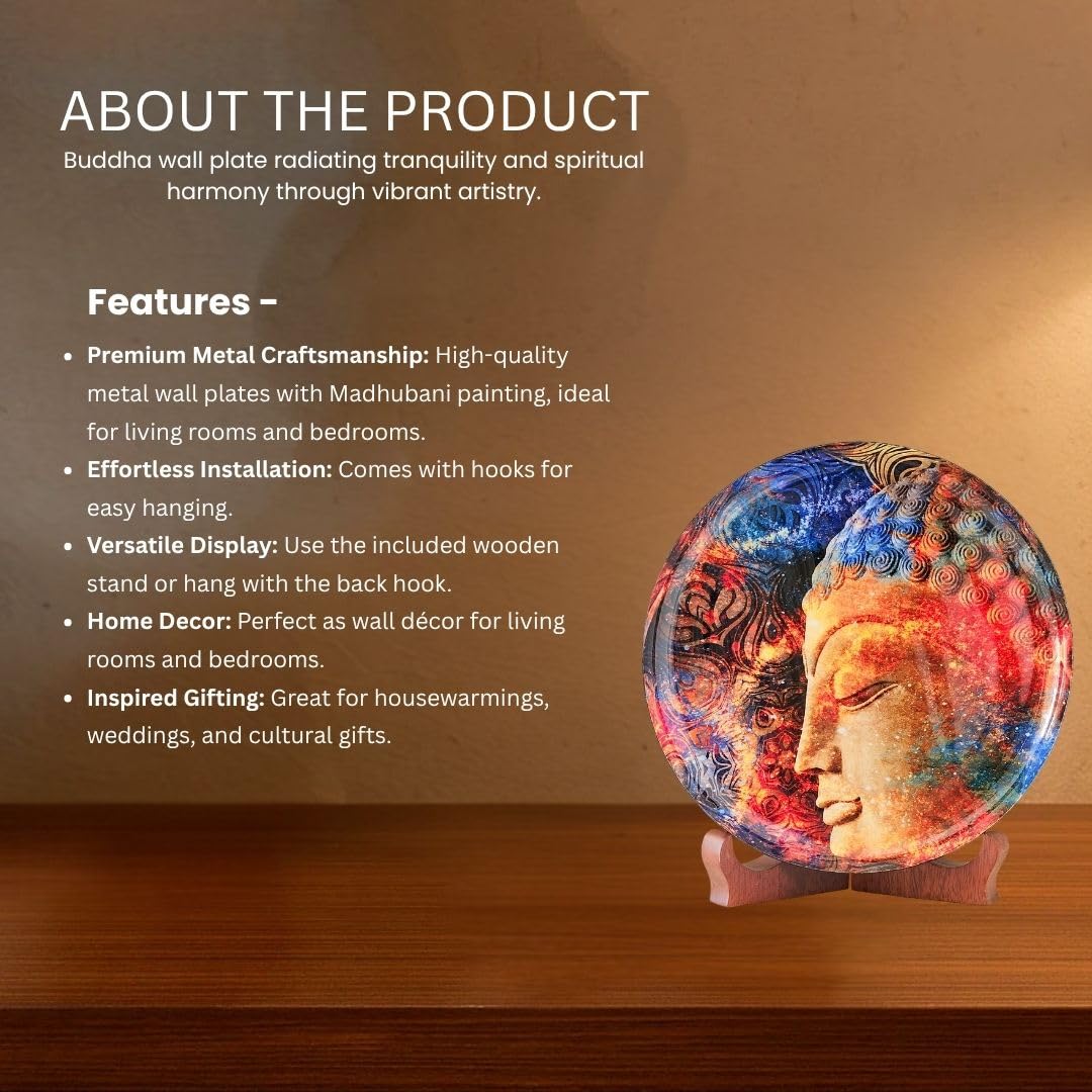 Buddha Single Wall Plate with wooden stand