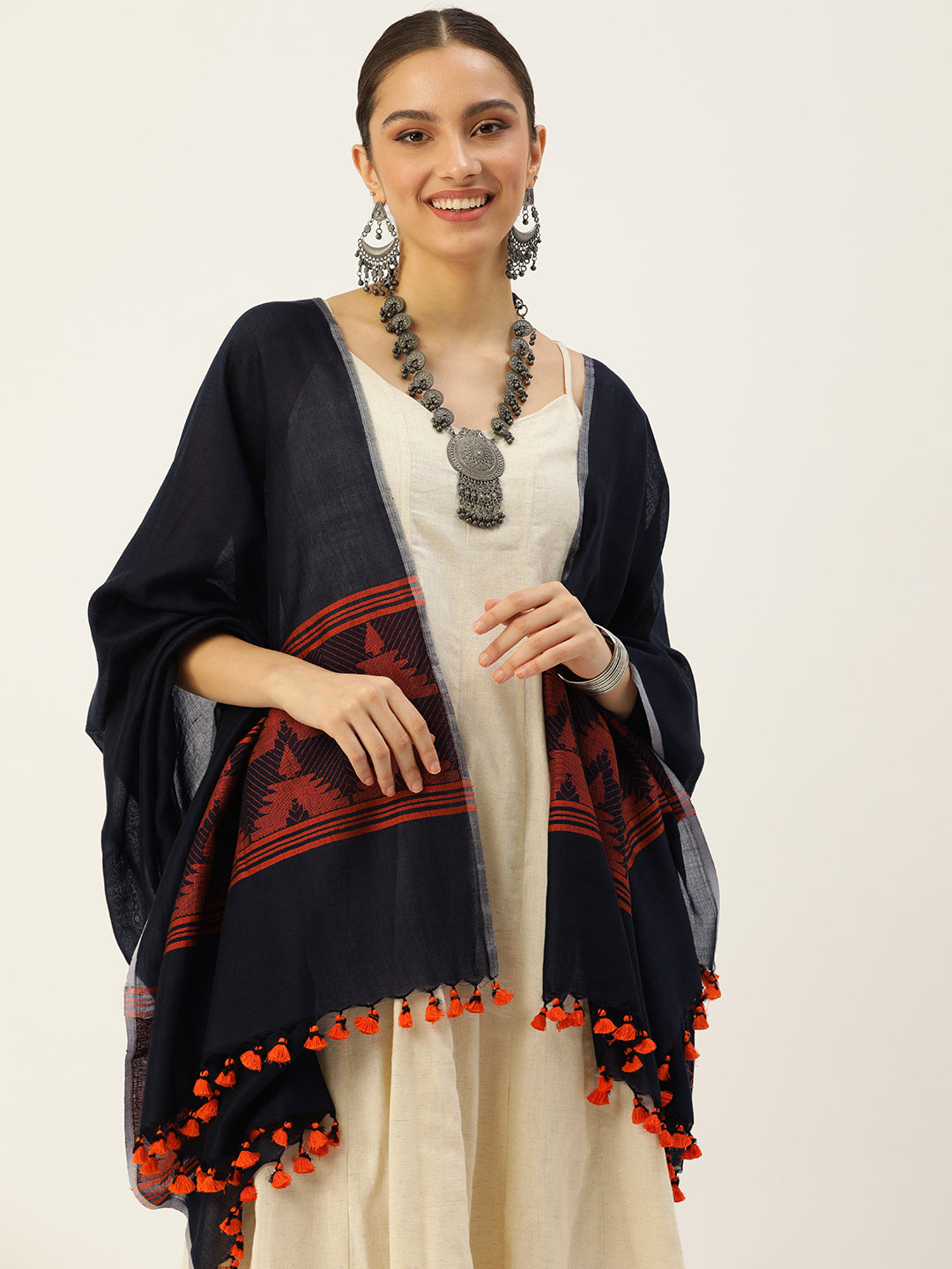 Handloom Jaquard Mul Cotton Dupatta | SHOBITAM