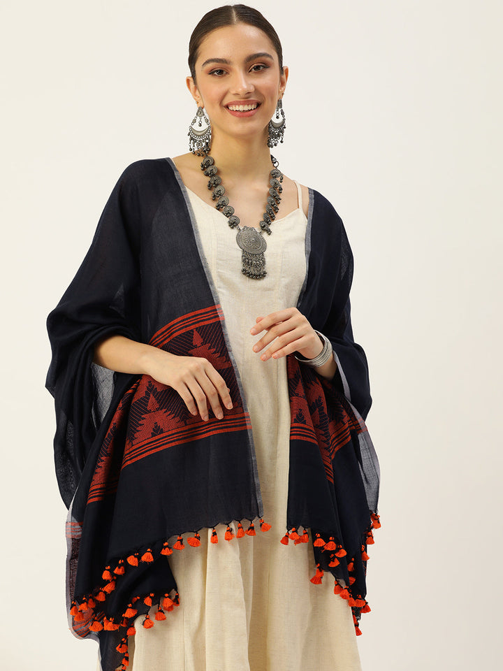 Handloom Jaquard Mul Cotton Dupatta | SHOBITAM