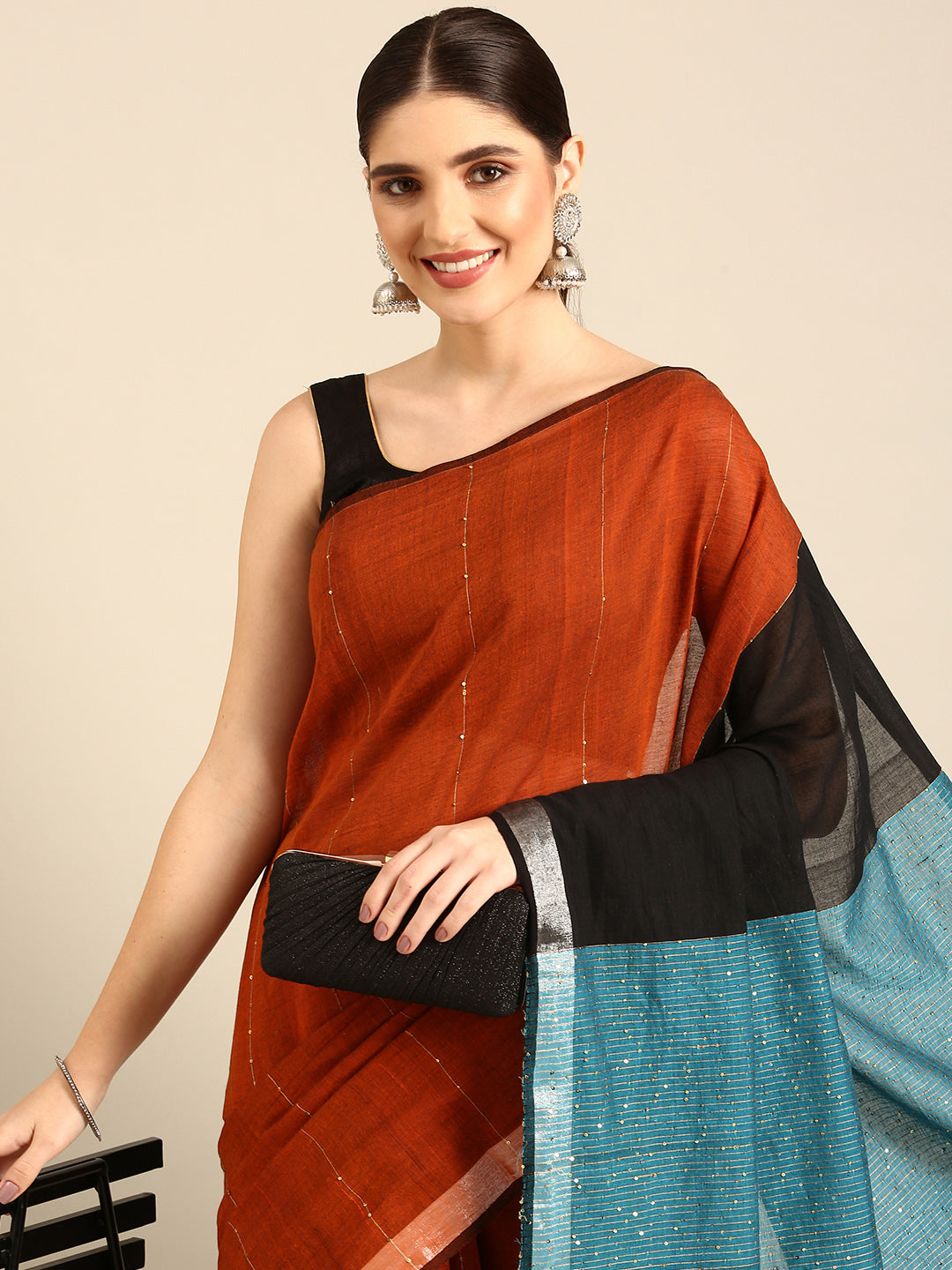 Pure Cotton Handloom Sequins Saree | SHOBITAM