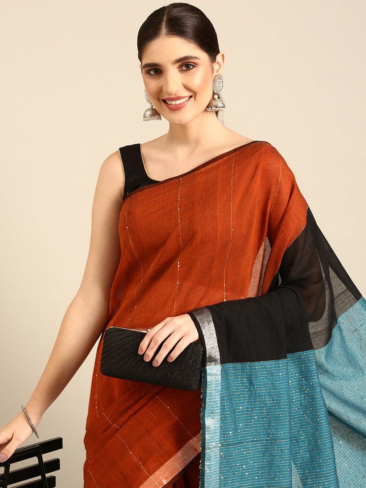 Pure Cotton Handloom Sequins Saree | SHOBITAM
