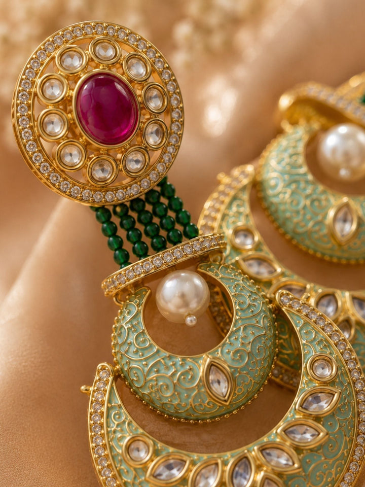 Chandbali Earrings in Gold Finish – Festive Wear | SHOBITAM