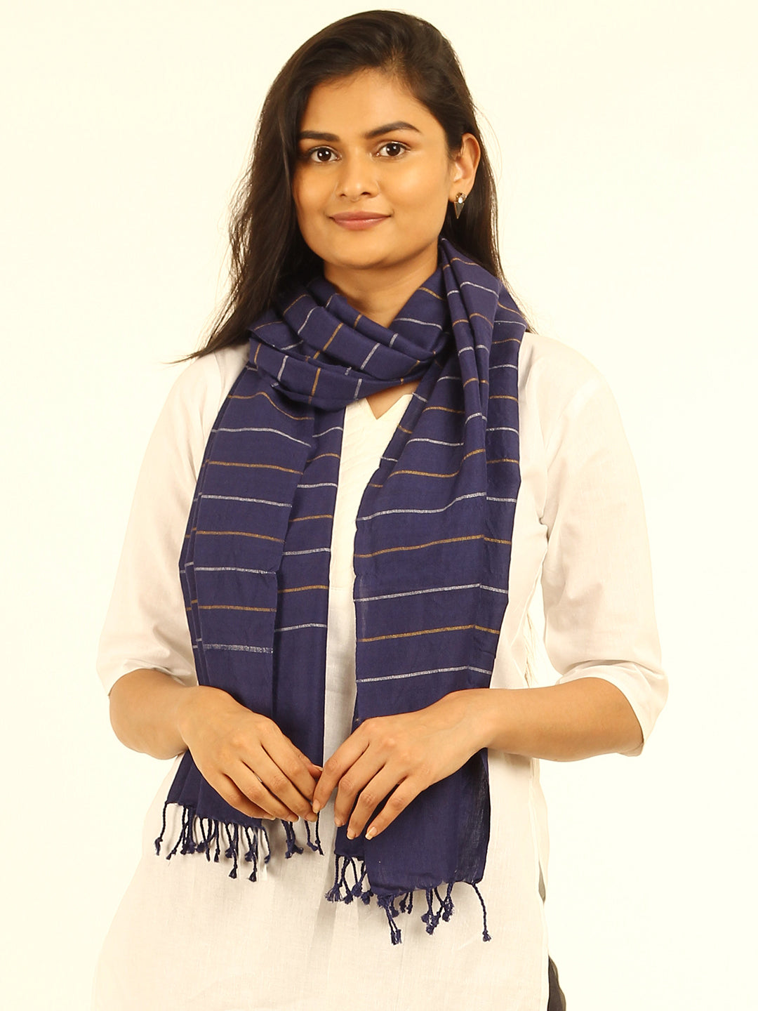 Striped Cotton Wool Stole | SHOBITAM