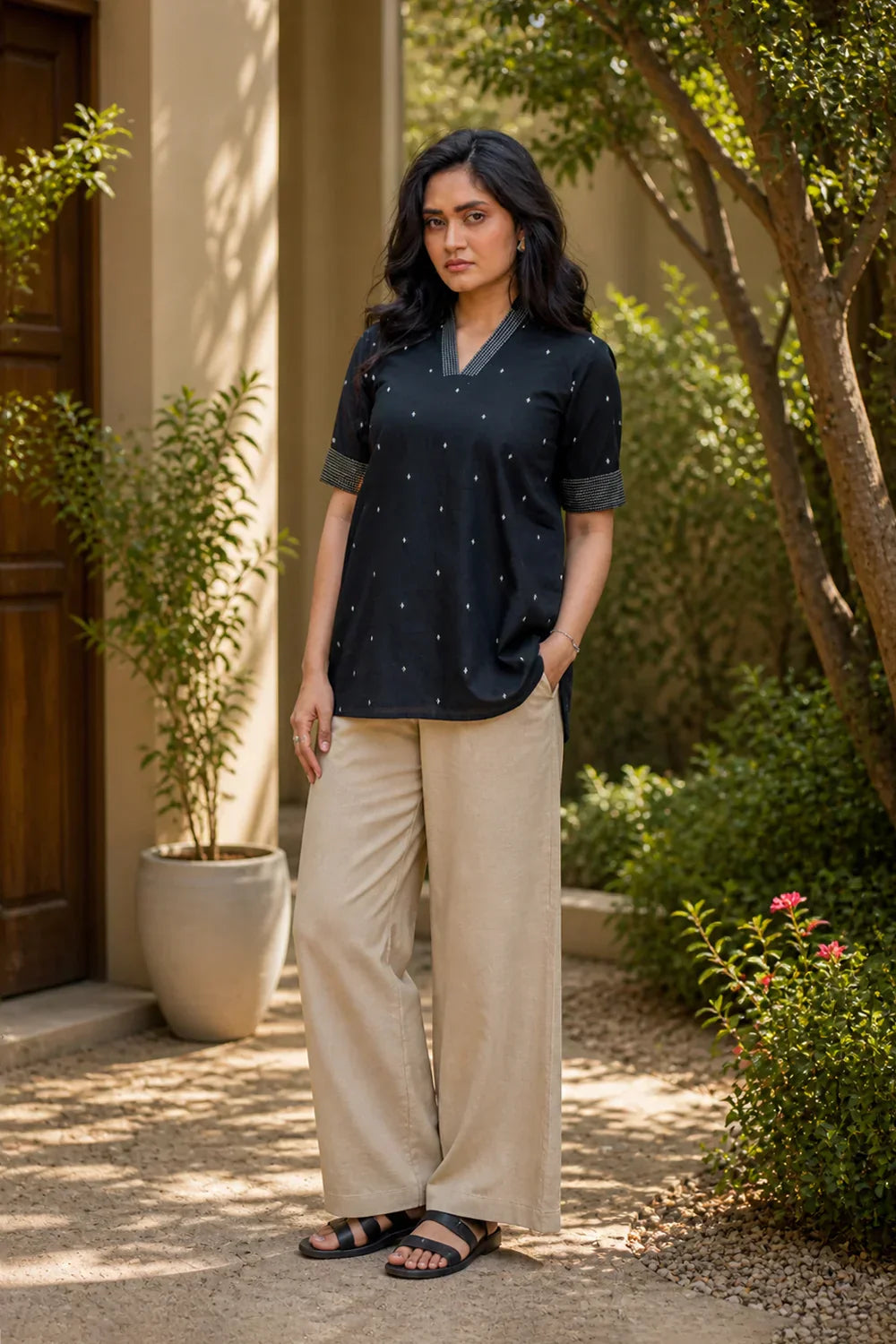 Black & White Pure Cotton Top | SHOBITAM