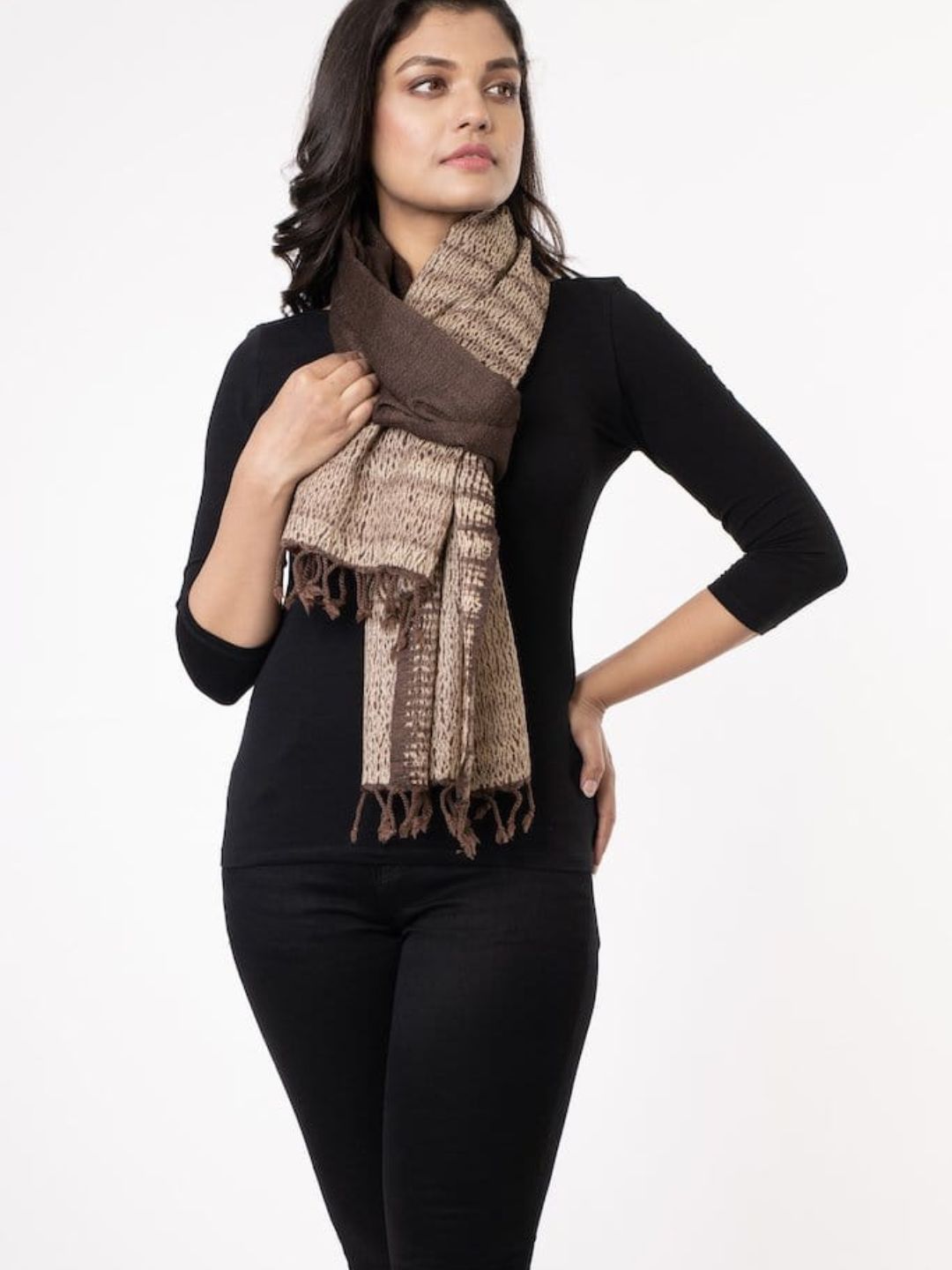Hand woven Shibori Wool Stole | SHOBITAM