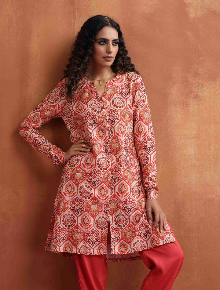 Beige Print Kurta Co-ord Set | SHOBITAM