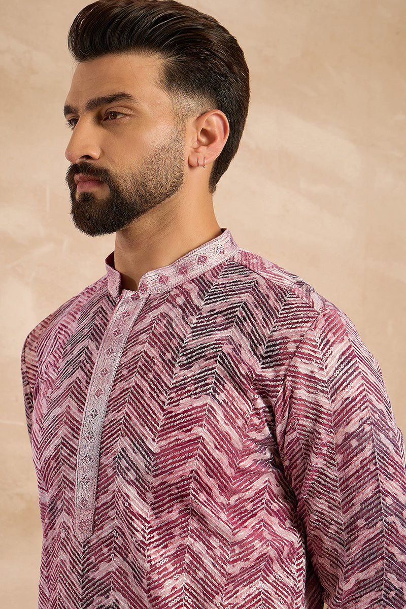 Maroon Silk Blend Solid Embroidered Straight Kurta With Trouser| SHOBITAM