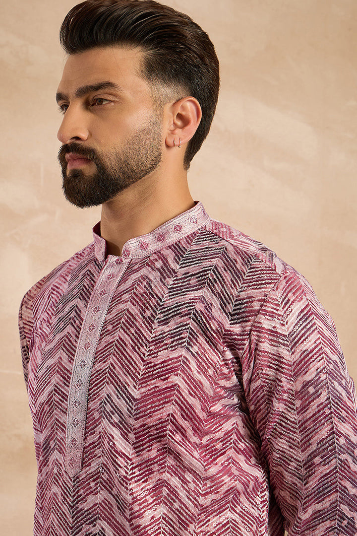 Maroon Silk Blend Solid Embroidered Straight Kurta With Trouser| SHOBITAM