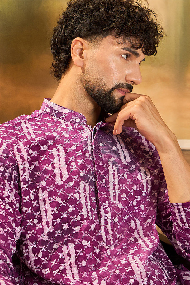 Purple Viscose Rayon Embroidered Straight Kurta  | SHOBITAM