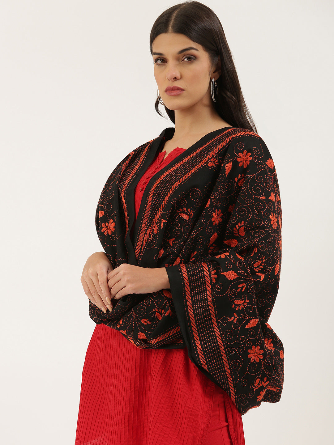 Floral Kantha Cotton Dupatta | SHOBITAM