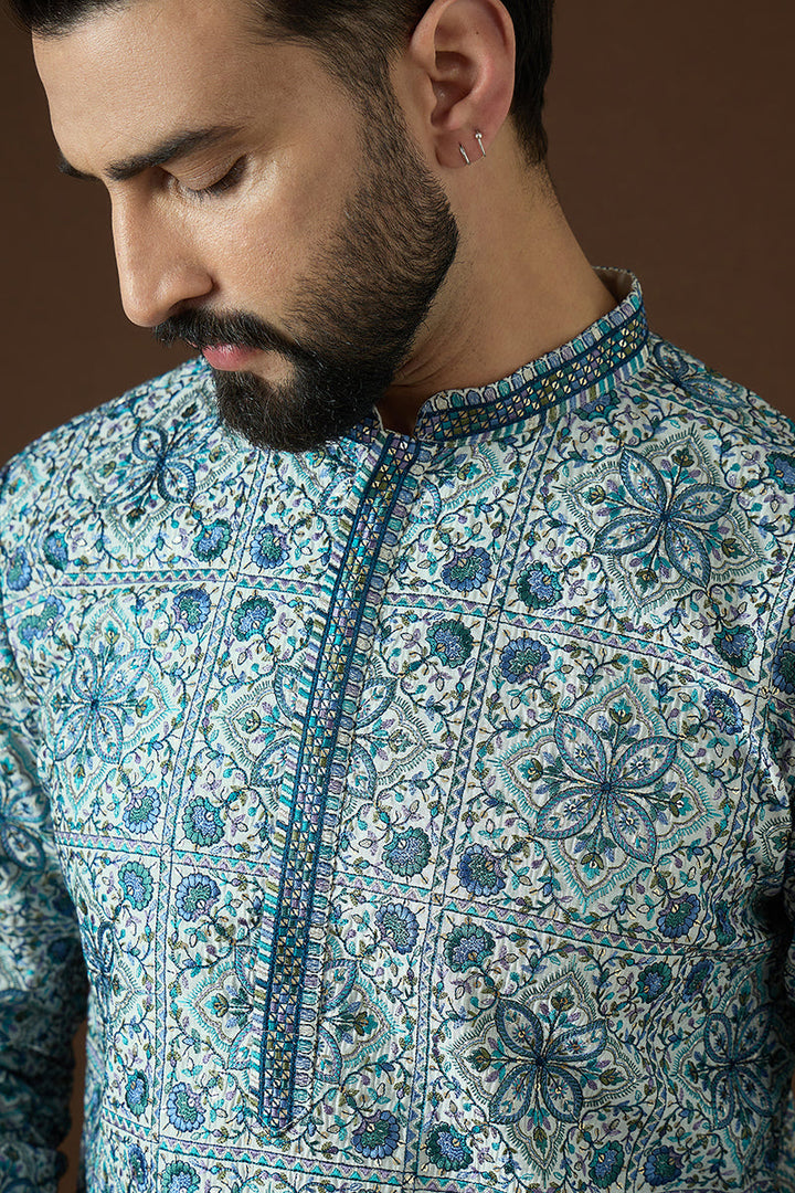 White Polyster Solid Embroidered Straight Kurta | SHOBITAM