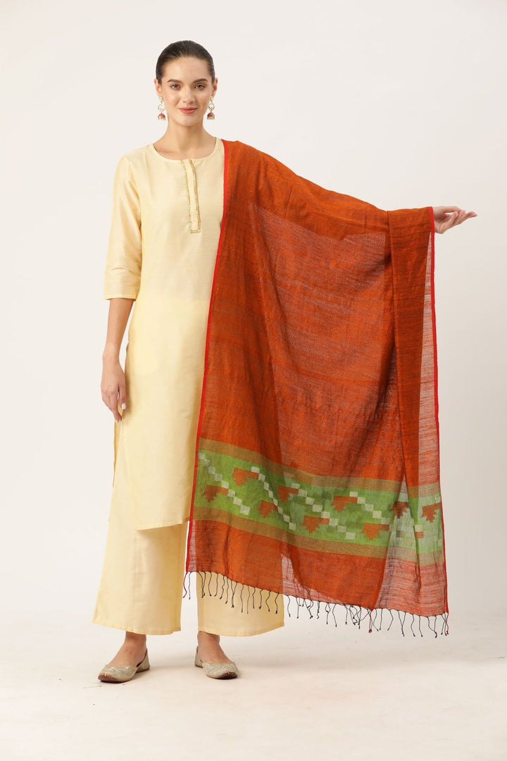Handloom Jamdani Matka Silk Dupatta | SHOBITAM