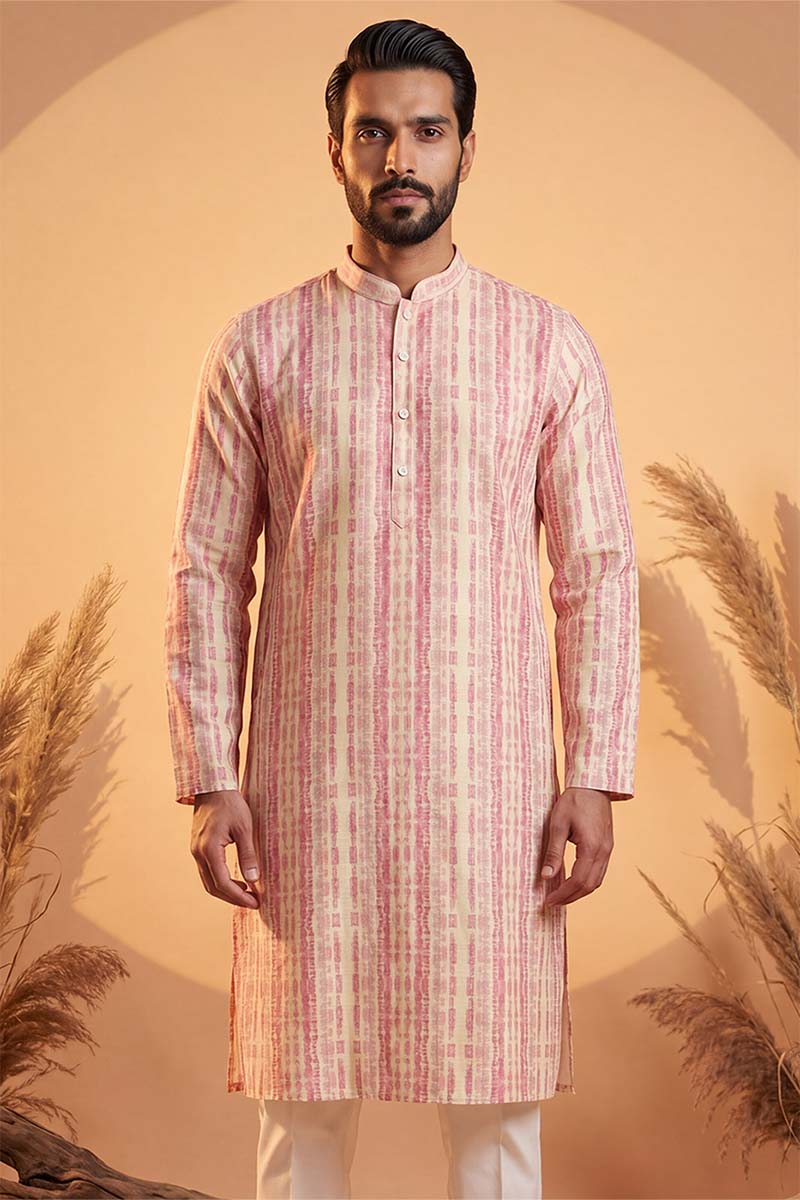 Mens Multi Silk Blend Abstract Printed Kurta With Trousers | SHOBITAM