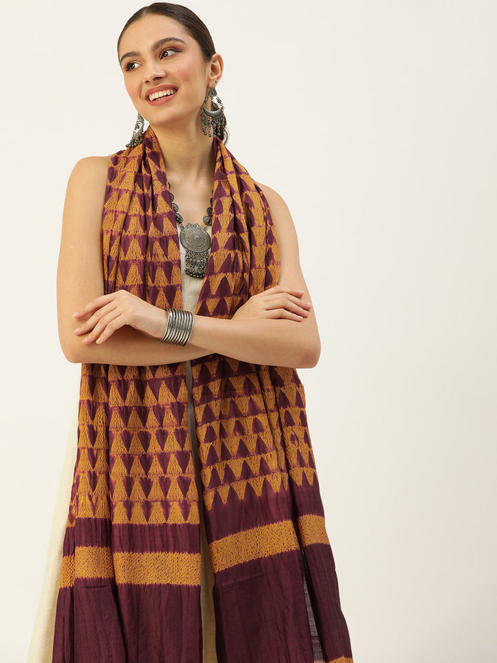 Hand Woven Shibori Silk Dupatta | SHOBITAM