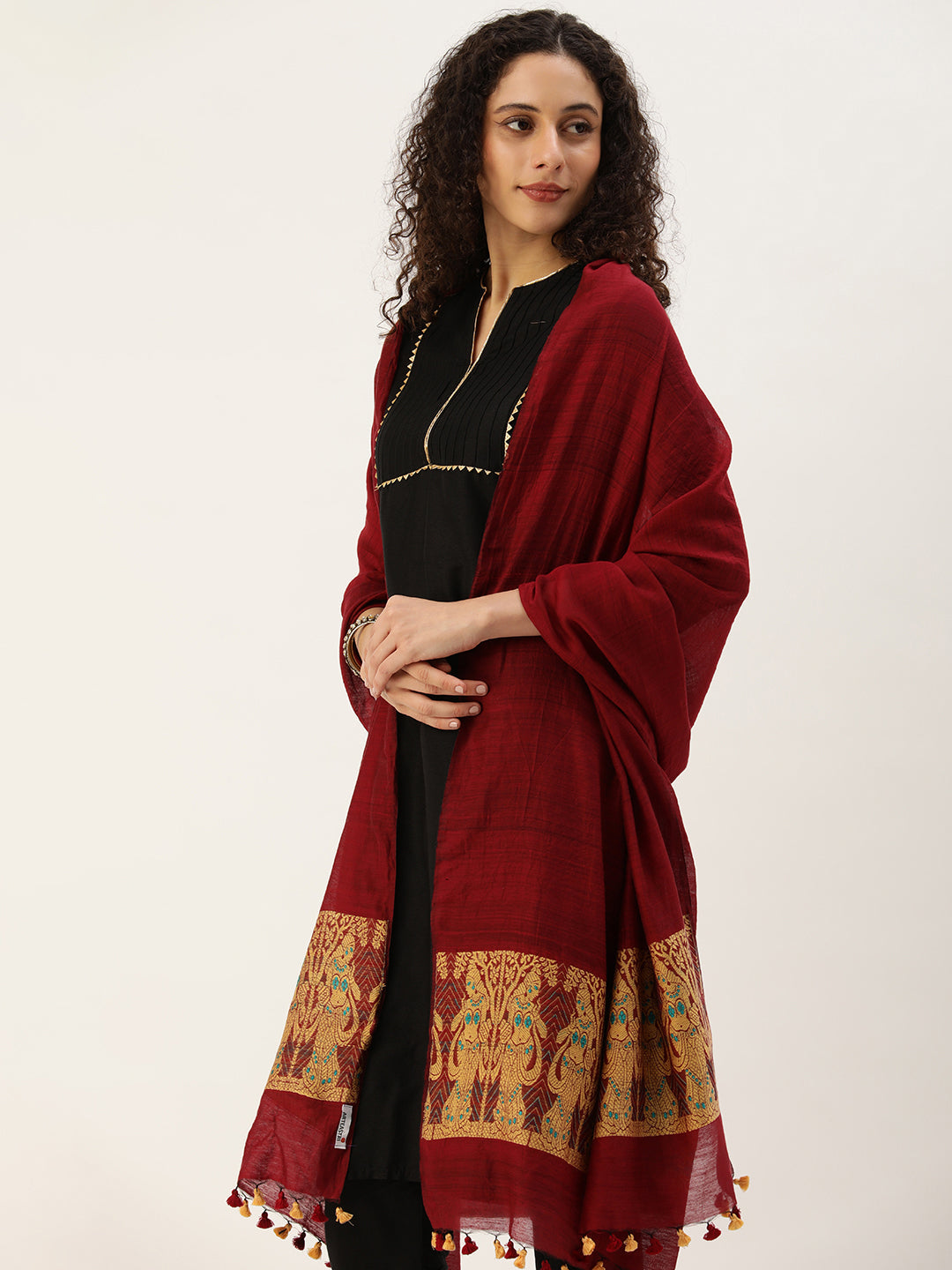 Handloom Baluchari Silk Cotton Dupatta | SHOBITAM