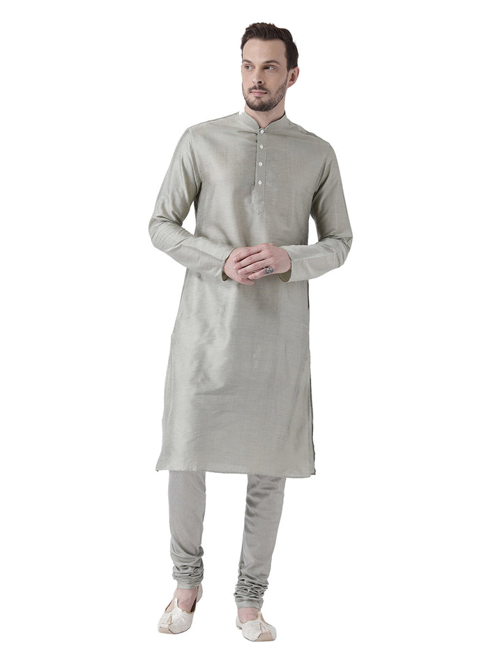 Silver Grey Solid Plain Kurta | SHOBITAM