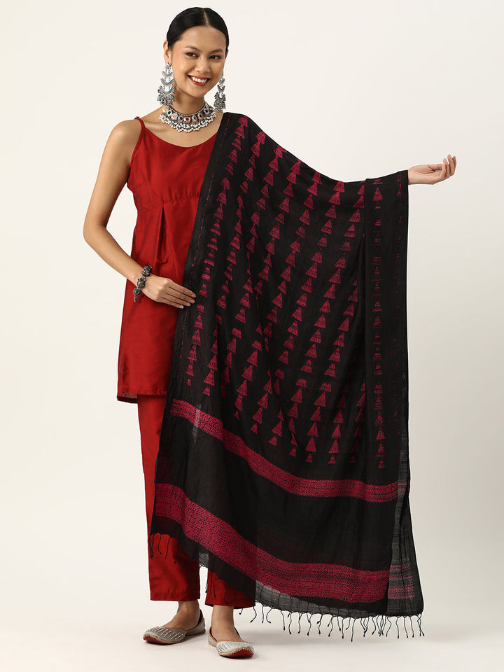 Hand Woven Shibori Tussar Silk Dupatta