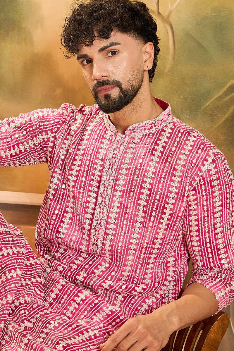 Red Viscose Rayon Shibori Embroidered Straight Kurta | SHOBITAM