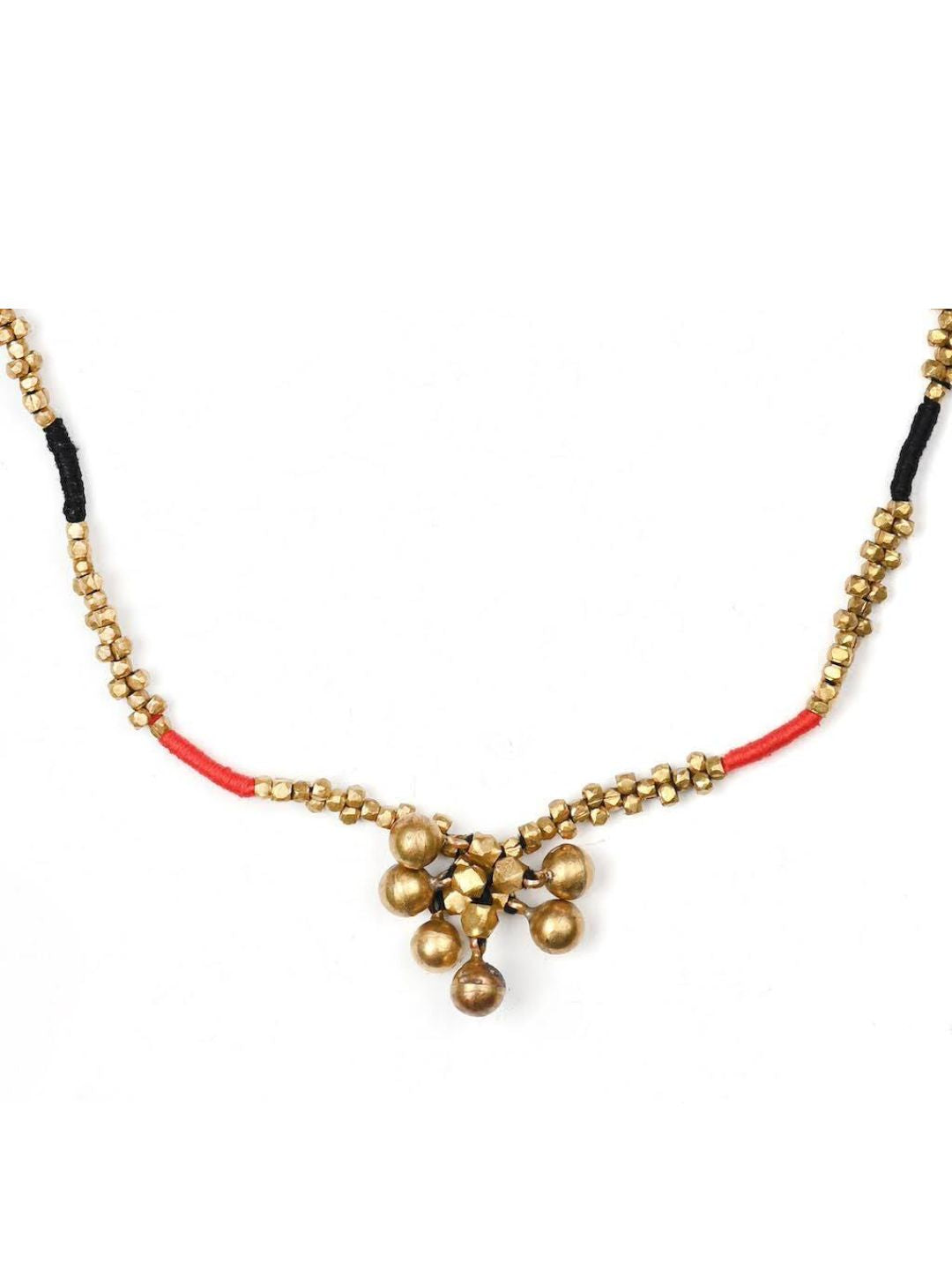 Red Black Handmade Beaded Ball Jewellery Set | SHOBITAM