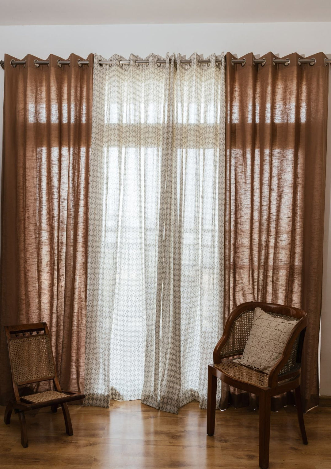 Solid chocolate brown 100% cotton plain curtain for bedroom - Room darkening - Single Piece | SHOBITAM