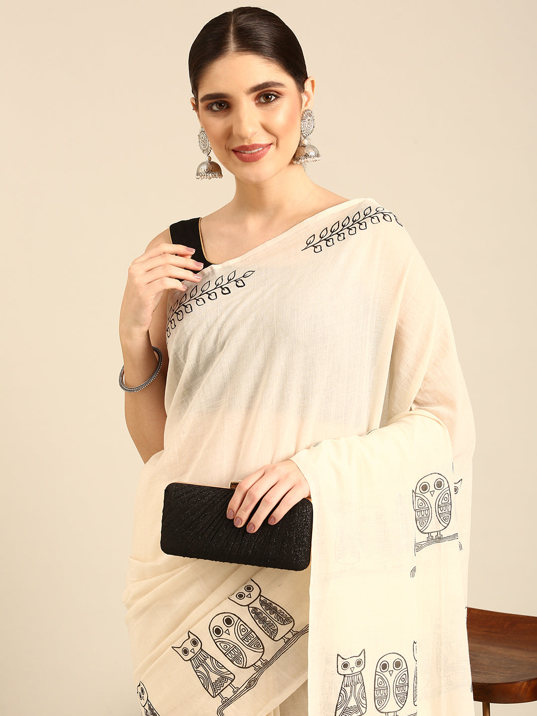 Handwoven Cotton Print Saree for Everyday Wear | SHOBITAM