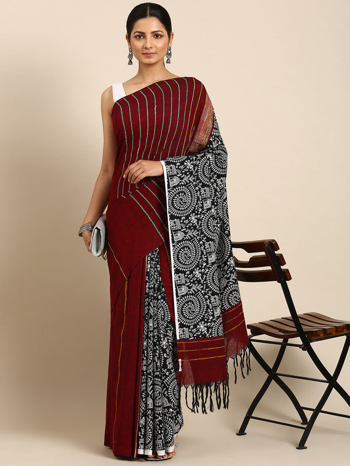 Handloom Khesh Print Pure Cotton saree | SHOBITAM