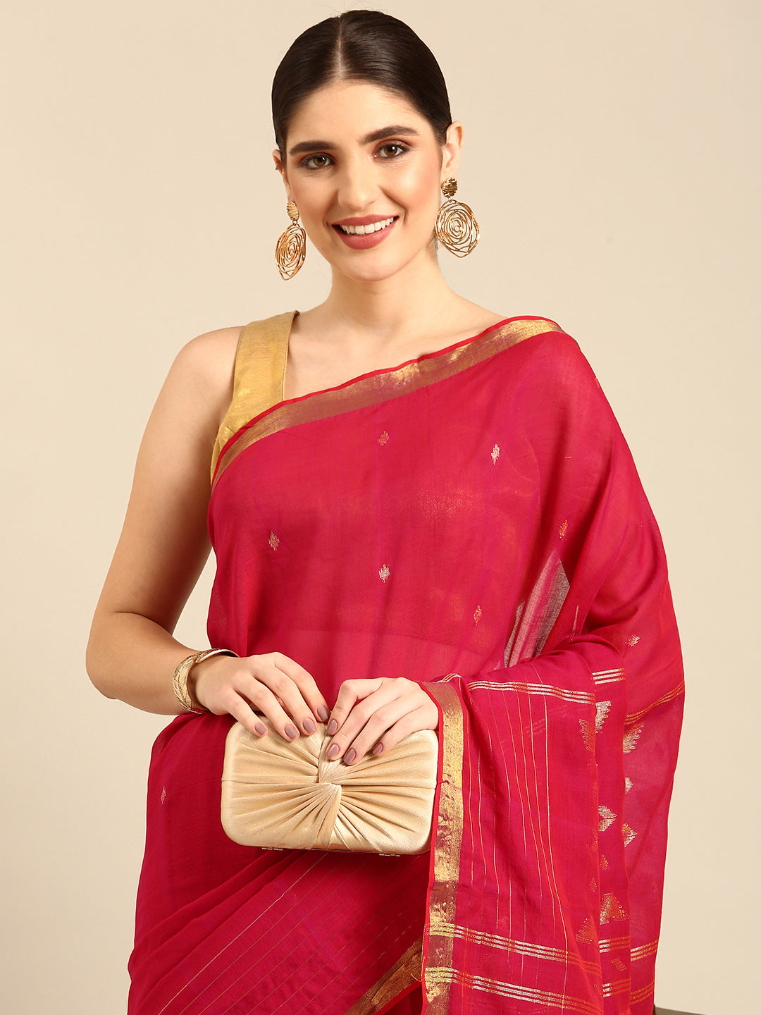 Handloom Zari buti Jamdani Cotton Saree with blouse piece | SHOBITAM