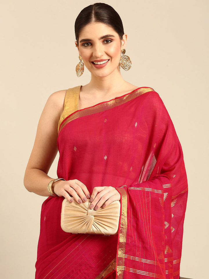 Handloom Zari buti Jamdani Cotton Saree with blouse piece | SHOBITAM