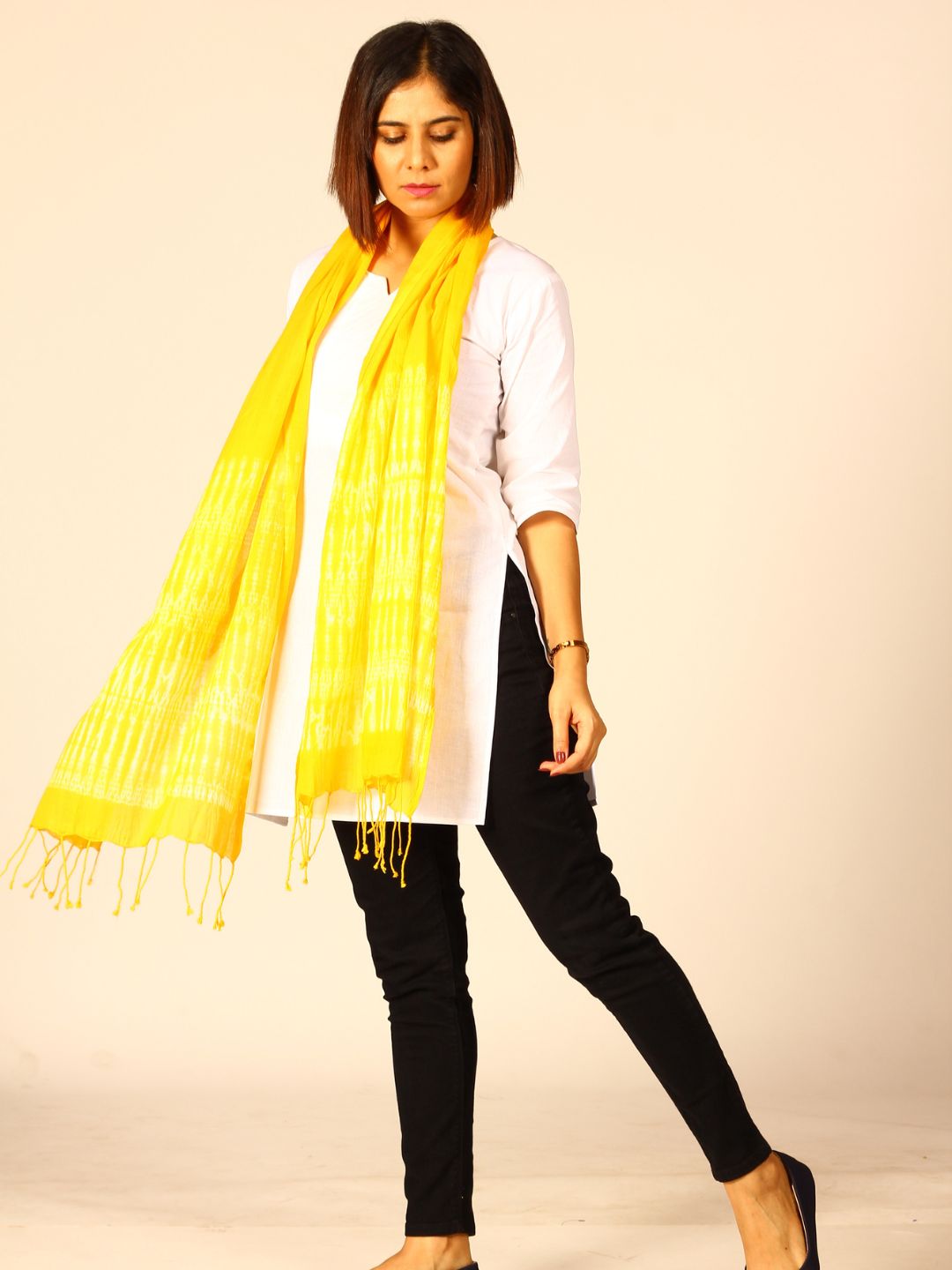 Hand Woven Shibori Cotton Stole | SHOBITAM