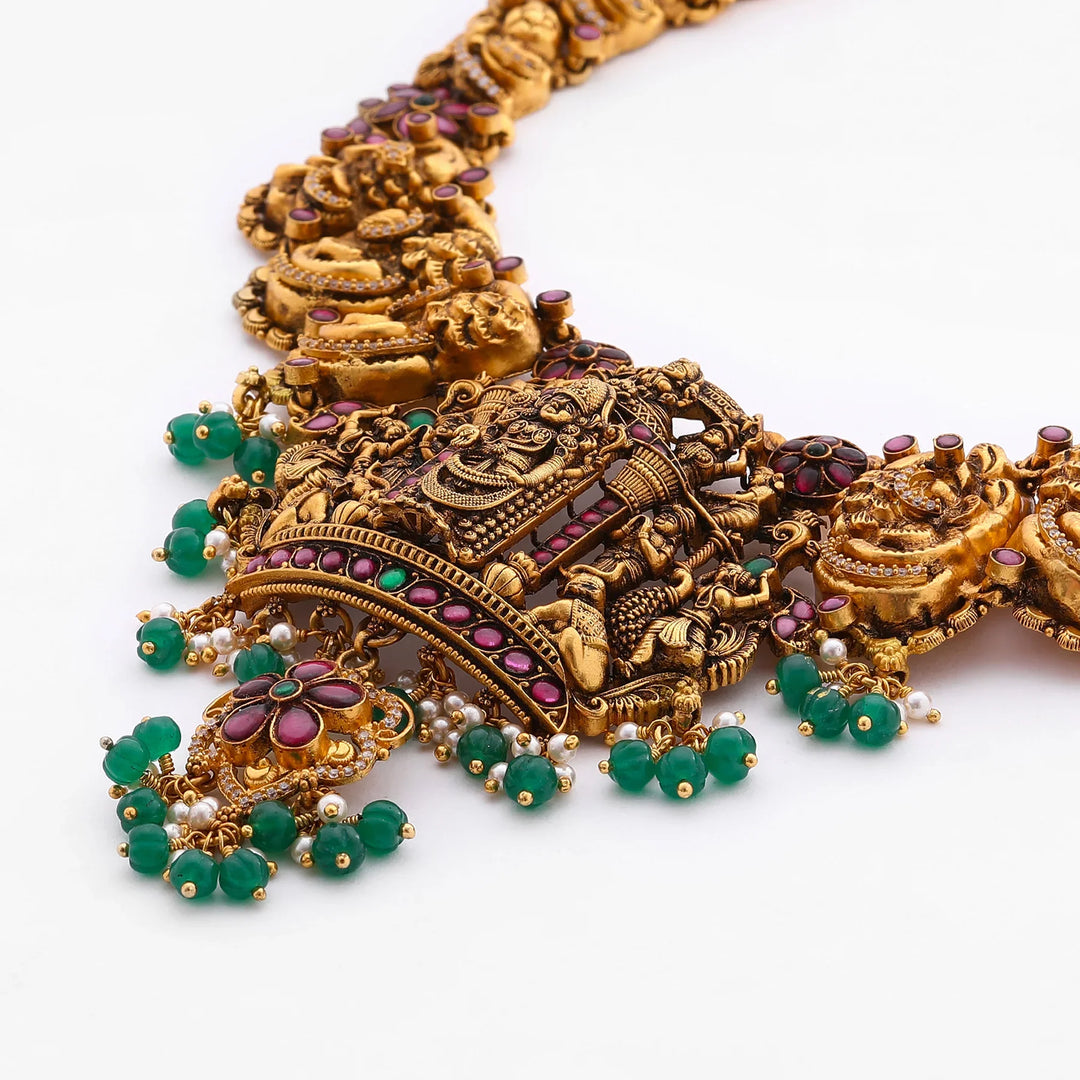Pure 92.5 Silver, Gold Plated Tirupati Balaji Short Necklace