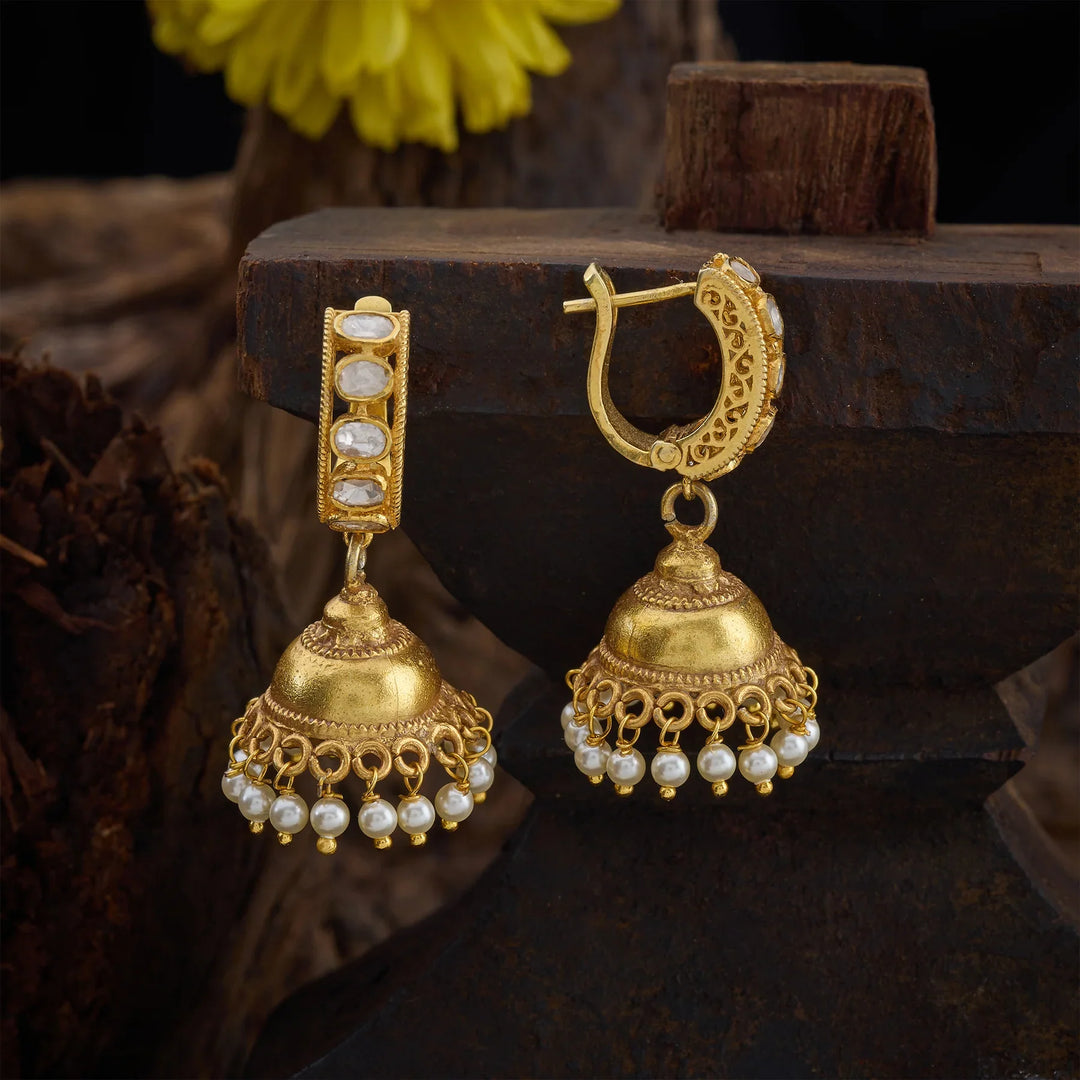 Pure 92.5 Silver,Gold Sparkle Bell Jhumki