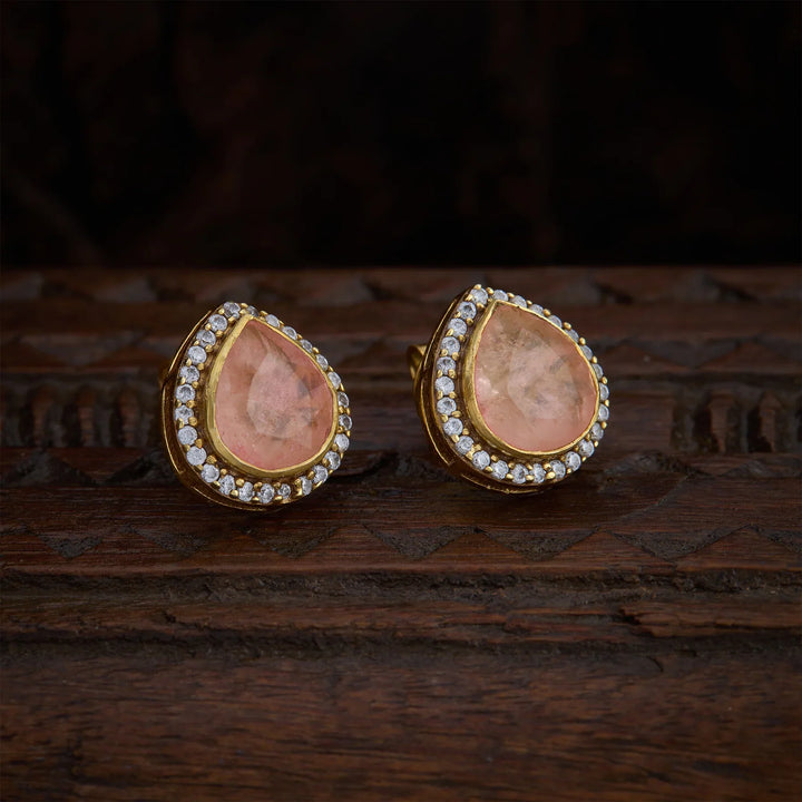 Pure 92.5 Silver, Gold Plated Rosave Studs