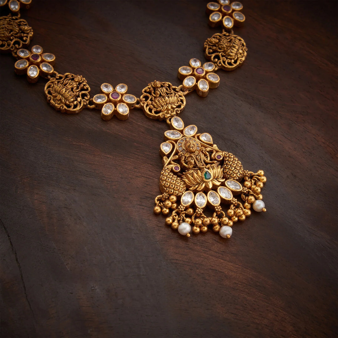 Pure 92.5 Silver, Gold Plated Petalvaali Necklace