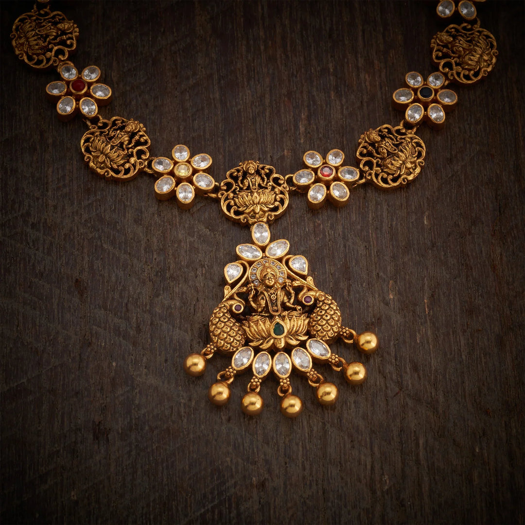 Pure 92.5 Silver, Gold Plated Vishwa Lakshmi Necklace