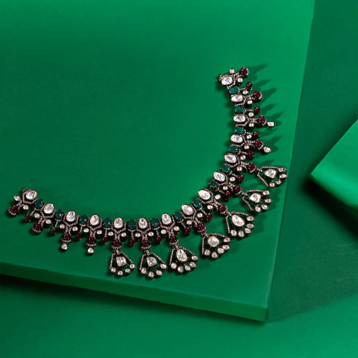 Pure 92.5 Silver, Victorian Orchid Necklace