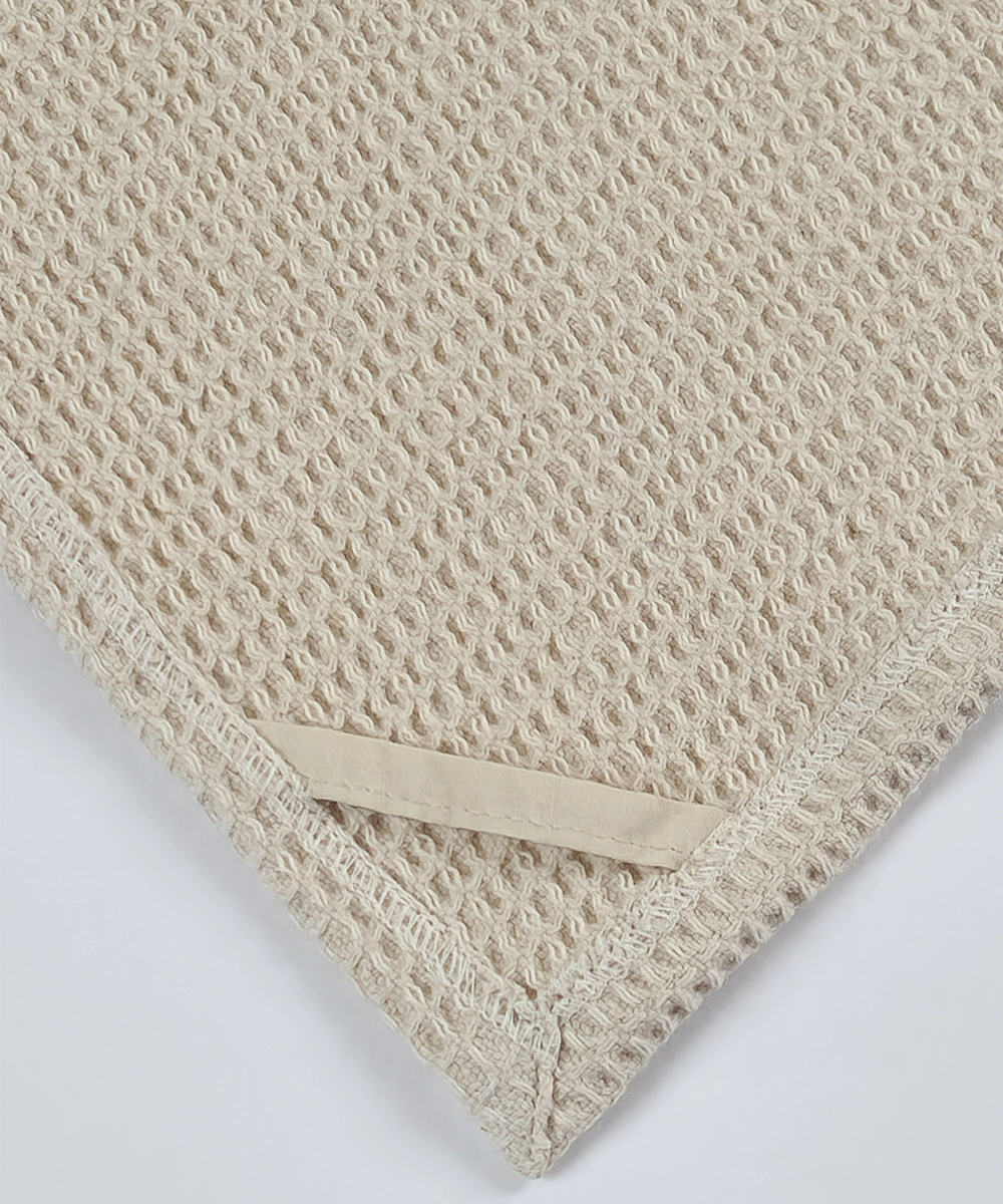 Embroidered 1 Pc Bath and 2 Pcs Hand Towel Set | Cotton Waffle Fabric | Beige | SHOBITAM
