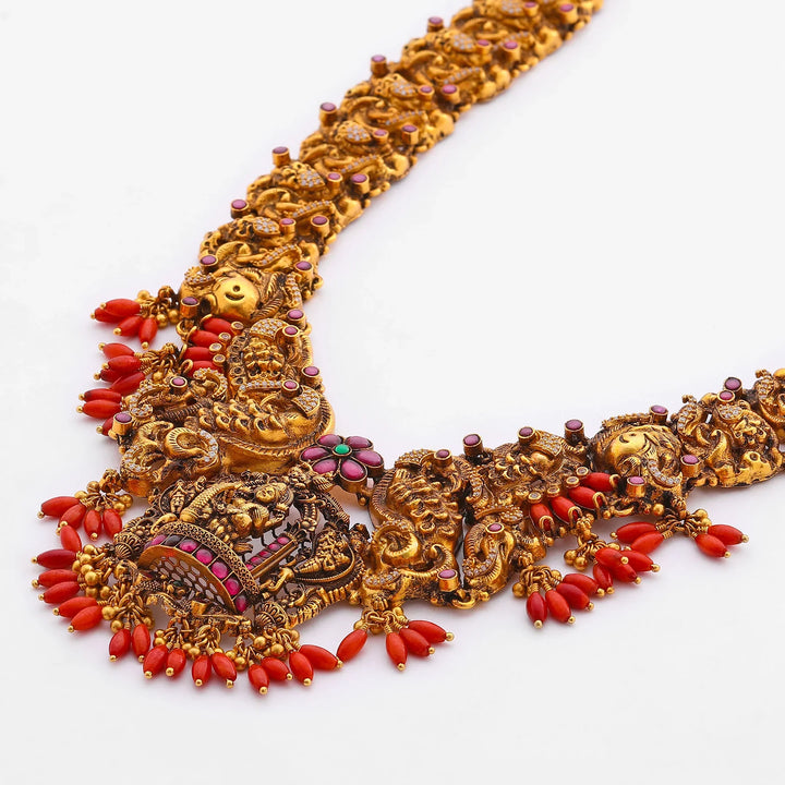 Pure 92.5 Silver, Gold Plated Kanakalakshmi Haaram