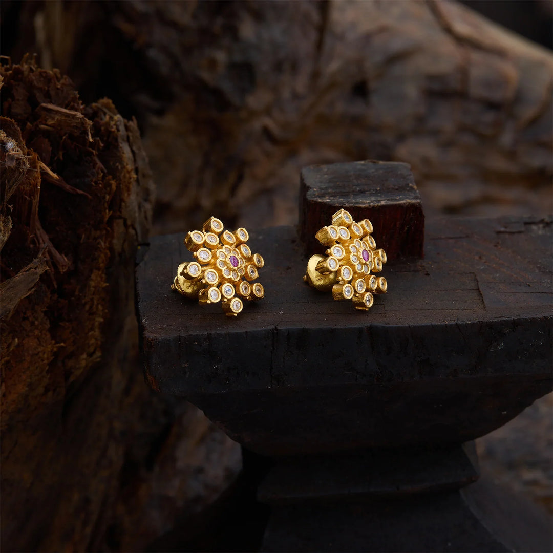 Pure 92.5 Gold Polish Zarisha CZ Studs