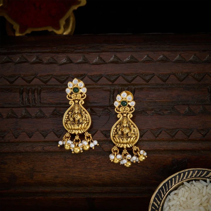 Pure 92.5 Silver, Gold Plated Chandrika Devi Danglers