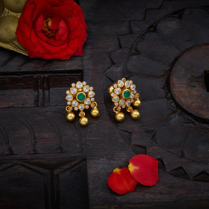Pure 92.5 Silver, Gold Plated Floradia CZ Studs