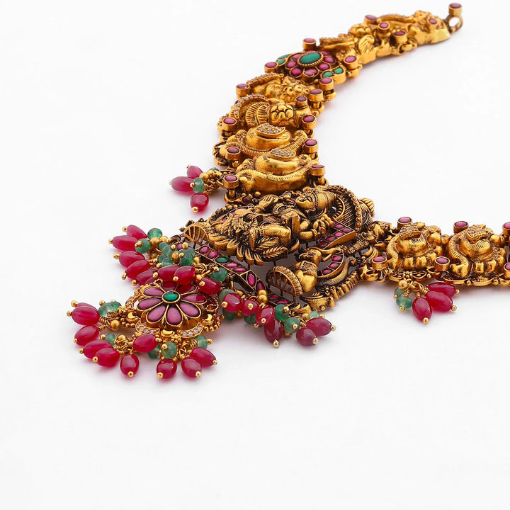 Pure 92.5 Silver, Gold Plated Rajalakshmi Short Necklace