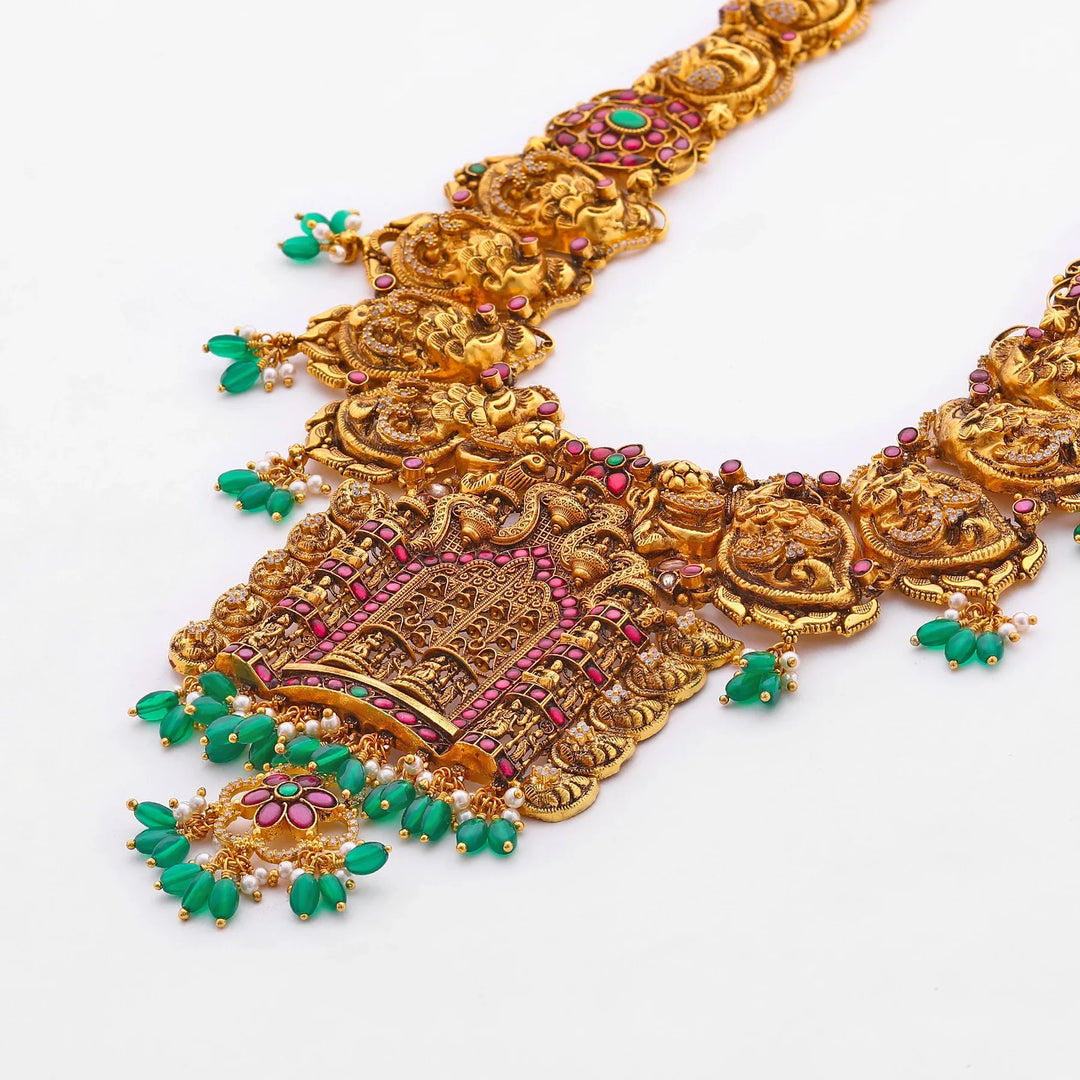 Pure 92.5 Silver, Gold Plated Lakshmi Narayana Dwar Haaram