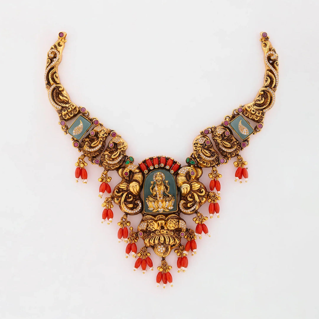 Pure 92.5 Silver, Gold Plated Devashri Necklace