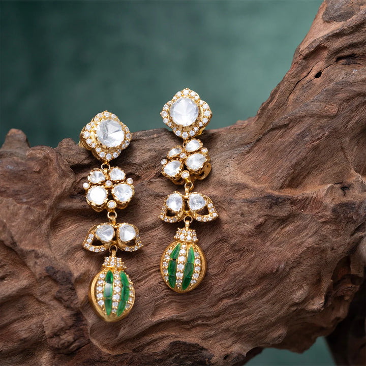 Pure 92.5 Silver, Gold Plated Ashmi Pushpa Danglers